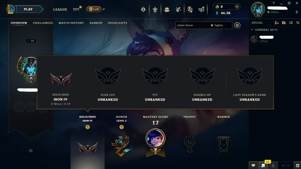 ⚡【 NA 】∙ Iron IV 0LP ⭐ Low MMR 🚀 0W - 10L 💎 40K BE ✔️ Changeable Name ✅ Unverified Email 🚚 Instant Delivery - Iron 4